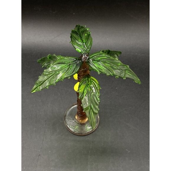 Art Glass Coconut Palm Small Glass 5” Palm Tree Vintage - Picture 5 of 12